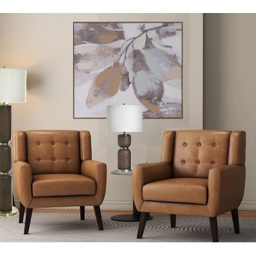 Walnut Finish and Gold Metal Table Lamp 31"H