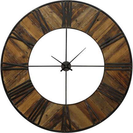 Wood & Metal Plank Wall Clock 47"