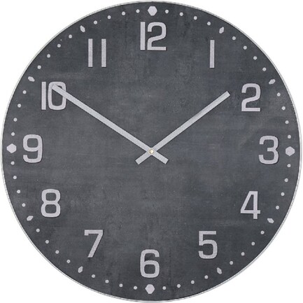 Matte Black Metal and Wood Wall Clock 36"