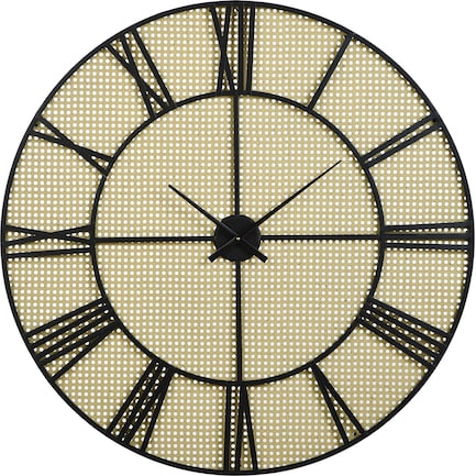 Ivory and Black Metal Wall Clock 35"