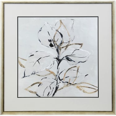 Cream, Black, and Gold Flower I Framed Print 35"W x 35"H