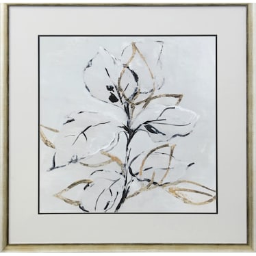 Cream, Black, and Gold Flower I Framed Print 35"W x 35"H