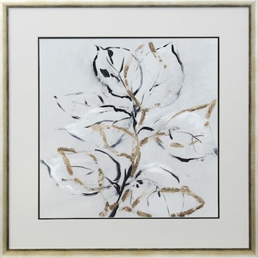 Cream, Black, and Gold Flower II Framed Print 35"W x 35"H