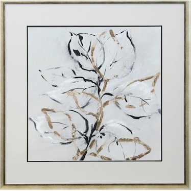 Cream, Black, and Gold Flower II Framed Print 35"W x 35"H