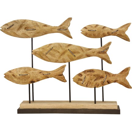 School of Fish Wooden Sculpture 32"W x 22"H