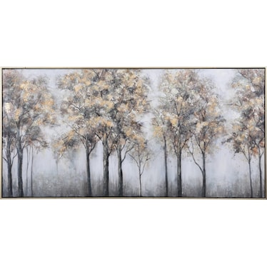 Gold and Black Trees Handpainted Framed Canvas Art 60"W x 30"H