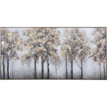 Gold and Black Trees Handpainted Framed Canvas Art 60"W x 30"H