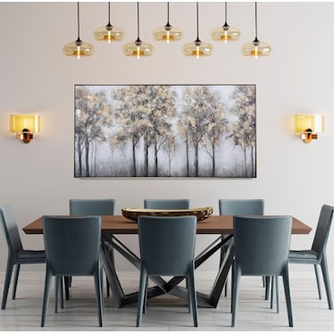 Gold and Black Trees Handpainted Framed Canvas Art 60"W x 30"H