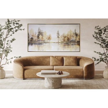 Gold Trees By The Water Framed Canvas 60.5"W x 30.5"H