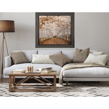 White and Gold Trees Framed Print 49"W x 49"H