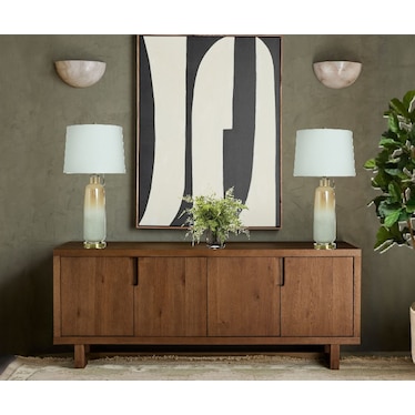 Gold and Cream Glass Table Lamp 34"H