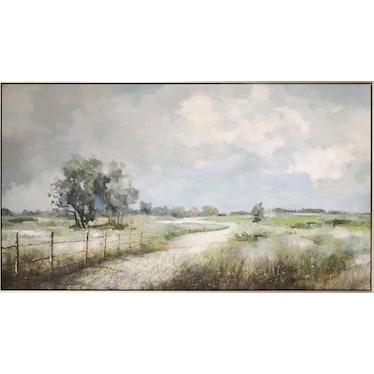 Spring Country Road Handpainted Framed Canvas 57"W x 32"H