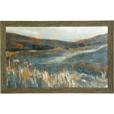 Green, Tan, and Red Hills Textured Framed Print 55.5"W x 35.5"H