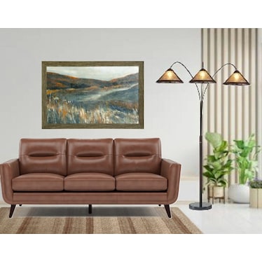 Green, Tan, and Red Hills Textured Framed Print 55.5"W x 35.5"H