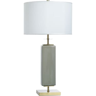 Olive Crackle Ceramic Table Lamp 30.5"H