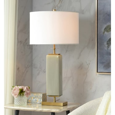 Olive Crackle Ceramic Table Lamp 30.5"H