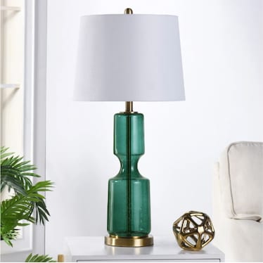 Emerald Seeded Glass Table Lamp 31.5"H