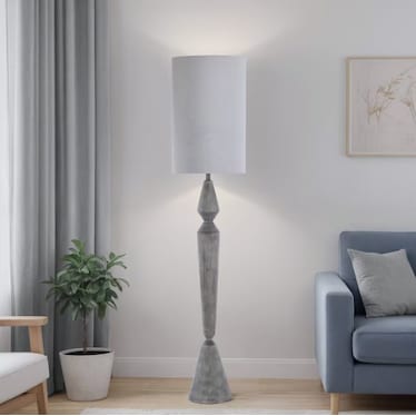 Grey Faux Wood Floor Lamp 67"H