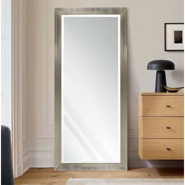 Beveled Silver and Bronze Finish Leaner Mirror 30"W x 64"H