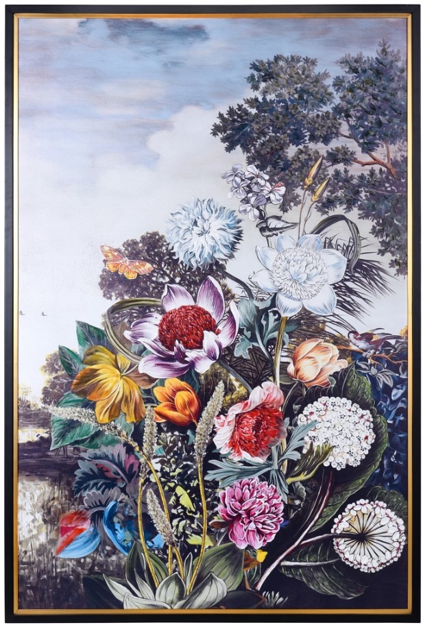 Hand Embellished Floral Framed Canvas Art 50