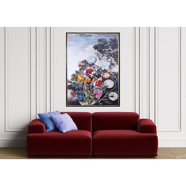 Hand Embellished Floral Framed Canvas Art 50"W x 74"H