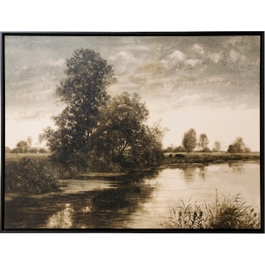 Vintage Landscape Framed Canvas Print 40"W x 30"H