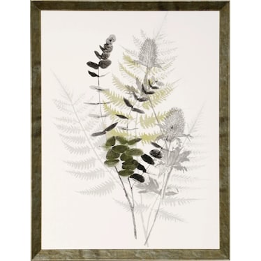 Green, Black, and Grey Foliage Framed Print 20"W x 26"H