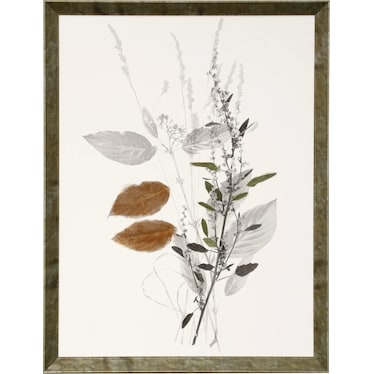 Brown, Green, and Grey Foliage Framed Print 20"W x 26"H