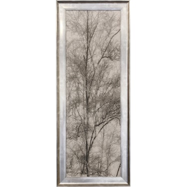 Grey and Cream Tree III Textured Framed Print 21"W x 53"H