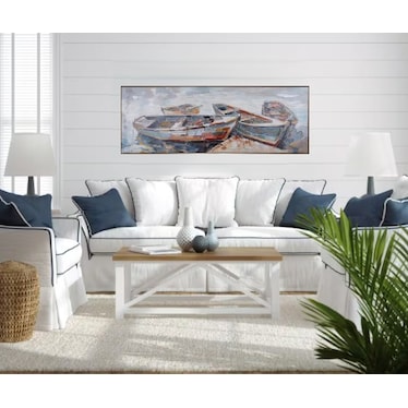 Multi-Colored Boats At The Pier Canvas Print 60"W x 20"H