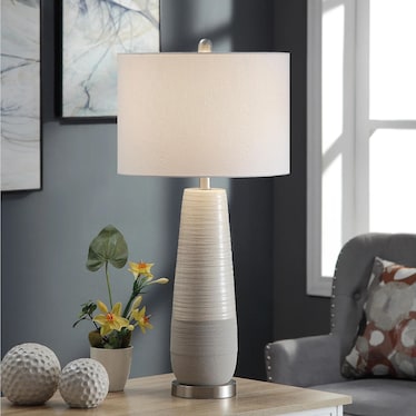 Ivory Two-Tone Ceramic Table Lamp 31"H