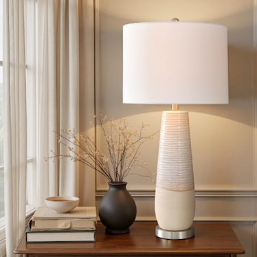 Ivory Two-Tone Ceramic Table Lamp 31"H