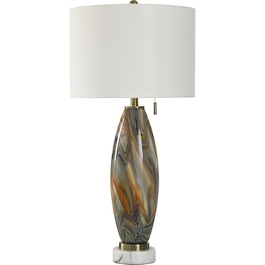Grey Multi Art Glass Table Lamp 33"H