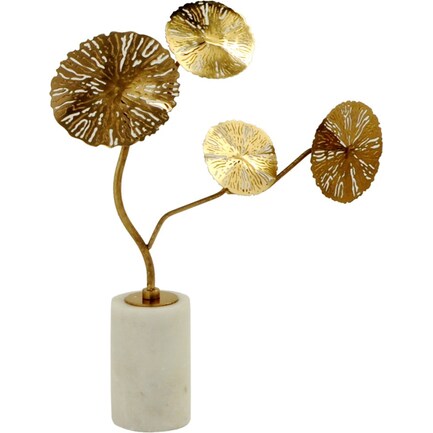Small Gold Metal Finish Flower Sculpture 3"W x 12"H