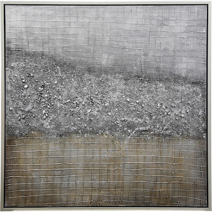 Silver And Gold Textured Abstract Framed Canvas 40"W x 40"H