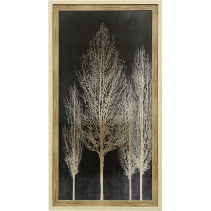 Ivory and Black Trees II Textured Framed Print 29"W x 53"H