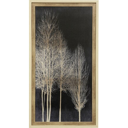 Ivory and Black Trees I Textured Framed Print 29"W x 53"H