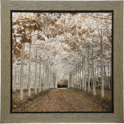 White and Gold Trees Framed Print 49"W x 49"H