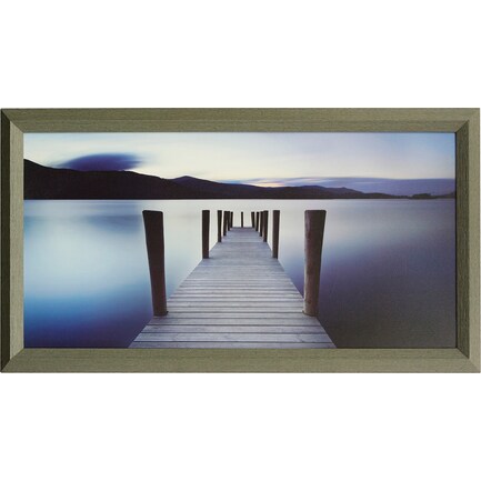 Pier To The Blue Textured Framed Print 67"W x 37"H