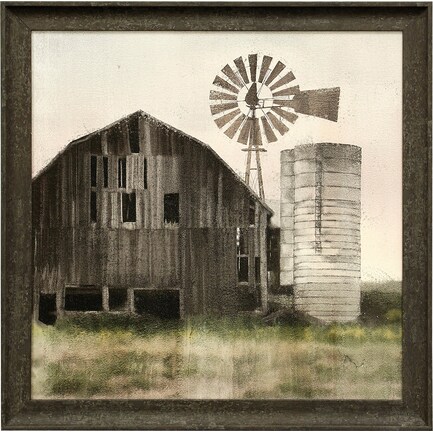Barn and Windmill Textured Framed Print 27"W x 27"H