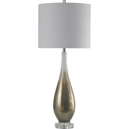 White and Bronze Glass Table Lamp 39"H