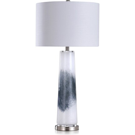White and Charcoal Art Glass Table Lamp With Nightlight 39"H