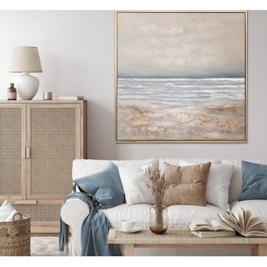 Seascape Hand Embellished Framed Canvas Art 50"W x 50"H