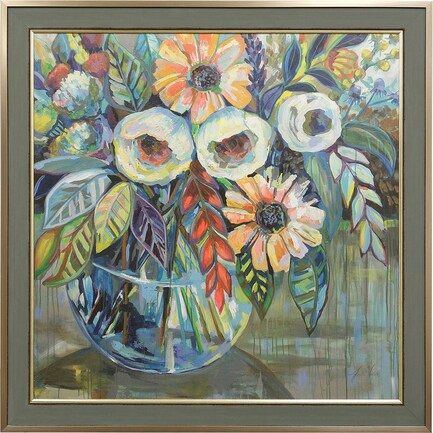 Colorful Floral Textured Framed Print 49"W x 49"H