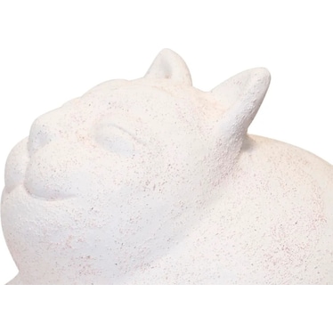 Natural White Terracotta Cat Figure 12"W x 7"H