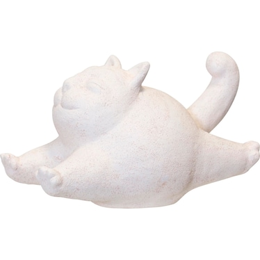 Natural White Terracotta Cat Figure 12"W x 7"H