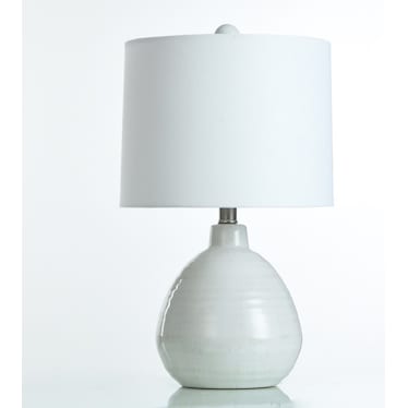 White Round Ceramic Table Lamp 21"H