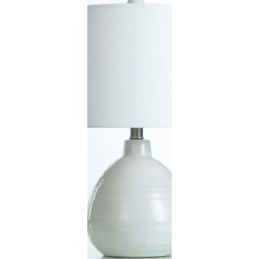 White Round Ceramic Table Lamp 21"H