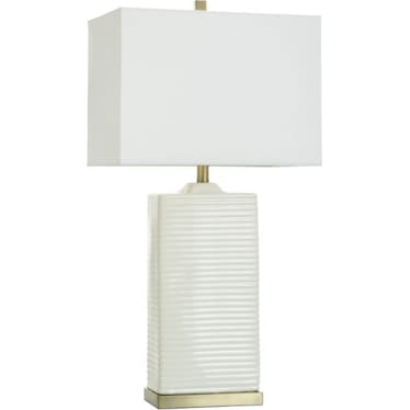 Ivory Ribbed Ceramic Table Lamp 33"H