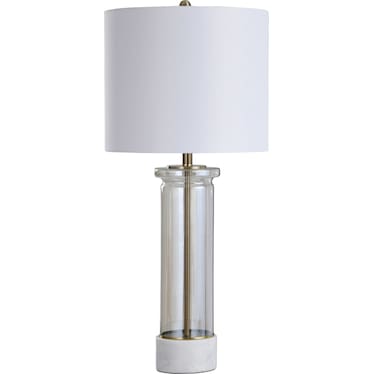 Plated Glass and Marble Table Lamp 34"H